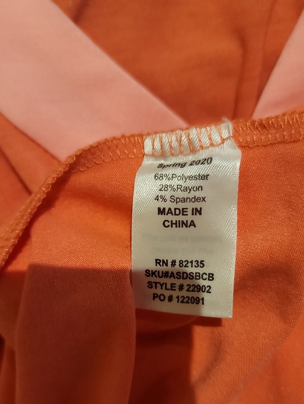 Fresh produce Women's Large Sleevelessl Dress with Light Pink Trim Sabrina Melon - Picture 6 of 6